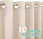 Hookless Linen Textured Shower Curtain Set, Hotel Luxury Style Cream Shower Curtain with See Through Top Window, Machine Washable & Water Repellent, 72W x 72L
