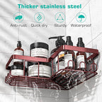 YASONIC Corner Shower Caddy, 3-Pack Adhesive Shower Caddy with Soap Holder and 12 Hooks, Rustproof Stainless Steel, No Drilling Wall Mounted Rack Organizer, for Bathroom, Bronze
