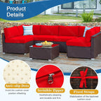 14 PCs Patio Cushion Covers for 7 PCs Outdoor Furniture Sectional Seating Sets Water Resistant Plus 2 Throw Pillows (Red, 24.8(L)*24.8(W)*3.14(T) inches)