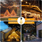 Solar String Lights Outdoor Waterproof, 50FT Solar Powered Outdoor Lights with Remote, 26 Shatterproof with Edison Bulbs, LED String SolarLights for Garden, Backyard, Parties
