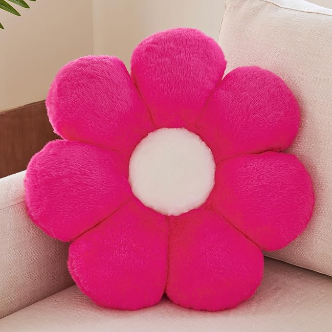Xuyier Flower Pillow, Decorative Throw Pillow, 19.6“ Cute Daisy Pillow, Aesthetic Fun Decor Pillows for Bed, Flower Shaped Accent Cozy Pillow for Couch