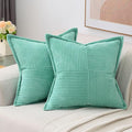 HAUSSY Turquoise Large Decorative Throw Pillow Covers 26x26 Inch Set of 2,Soft Solid Corduroy Striped Cushion Case,Square Euro Pillow Shams,Winter Home Decorations for Couch,Bed