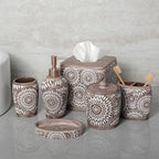 6-Piece Bathroom Accessories Set – Soap Dispenser, Toothbrush Holder, Tumbler, Soap Dish, Cotton Swab Jar & Toilet Brush – Modern Bathroom Decor Set (Ciccone)