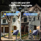 4 Pack 180FT Solar Christmas Lights Outdoor Waterproof, Super Bright 320 LED Solar String Lights with 8 Lighting Modes, Green Wire Twinkle Tree Light for Outside Xmas Party Decorations (Cool White)
