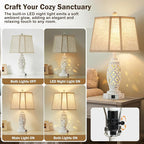 Lamps for Night Stands Set of 2-23.5" Bedside Lamp with USB A+C and Nightlight - Rustic Farmhouse Table Lamp for Bedrooms, End Tables, Living Room - French Country Decor, Bulbs Included, Cream