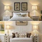 Lamps for Night Stands Set of 2-23.5" Boho Bedside Lamp with USB A+C and Nightlight - Cream Rustic Carved Resin Farmhouse Table Lamp for Bedrooms, End Tables, Living Room, Bulbs Included