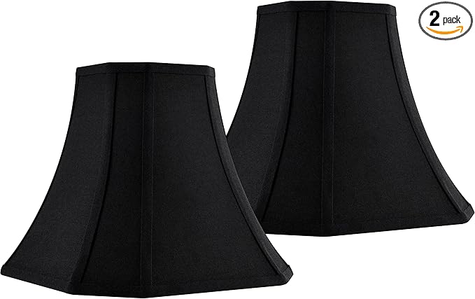 Black Square Cut Corner Bell Lamp Shade Set of 2 Medium Lampshade 6.5``Top×13``Bottom×10.6``Hight(Spider) Modern Lamp Shade for Table & Floor Lamp - Lampshade Replacement
