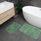 Acsploer Microfiber Bathroom Rugs and Mats Sets 2 Piece,Non-Slip Bath Rugs, Machine Washable Absorbent Bath Mats for Bathroom Floor, Shower (Green, 16''x24'' Plus 20''x32'')