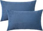 Mecatny Corduroy Decorative Throw Pillow Covers 22x22 Set of 2 for Sofa Living Room, Soft Neutral Boho Couch Pillow Covers for Home Decor, Navy Blue