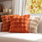 MIULEE Pack of 2 Decorative Pillow Covers Fall Thick Soft Plush Faux Fur Throw Pillows Luxury Home Decor for Couch Bedroom Living Room Sofa,20x20 Inch Burnt Orange