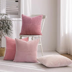 Topfinel Pink Throw Pillow Covers 22x22 Set of 4,Double-Design Decorative Throw Pillow Covers,Dustypink Soft Corduroy Home Decor Cushion Cases for Couch Living Room Bedroom and Sofa(55 * 55 cm)
