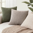 Foindtower Set of 2, Decorative Textured Boucle Throw Pillow Covers Accent Solid Pillow Cases Neutral Soft Cozy Couch Cushion Case for Chair Sofa Bedroom Living Room Home Decor 16x16 Inch Light Taupe