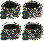 4 Pack Battery Operated Christmas Lights with Timer, 132FT 400 LED Waterproof Battery Twinkle Light, 8 Modes Green Wire Fairy Light for Indoor & Outdoor Bedroom Tree Christmas Decorations (Multicolor)