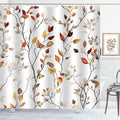 Brown Eucalyptus Leaves Shower Curtain Fall Leaf Floral Shower Curtains for Bathroom Waterproof Polyester Fabric Bath Curtain 72 x 72 Inch with 12 Hooks