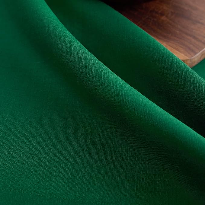 Solino Home Linen Table Runner 120 Inches Long - 100% Pure Linen Christmas Green Dining Table Runner 14 x 120 Inch - Fete