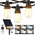 Brightech Ambience Pro Solar String Lights for Outside - Super Bright Remote Control Color Adjustable Outdoor String Light - Commercial Grade String, 15 Waterproof LED Bulbs for Patios, Camping - 48Ft