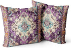 Snycler Boho Throw Pillow Covers 20x20 inch Set of 2 Boho Rug Carpet Double Sided Pattern Cotton Soft Pillow Case Cushion Cover Pillowcase for Couch Sofa Bed Decorative (Purple)