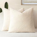 Foindtower Pack of 2, Curly Faux Fur Decorative Throw Pillow Covers Soft Fuzzy Plush Cushion Case with Zipper Cozy Pillowcase for Home Living Room Couch Bed Sofa 22 x 22 Inch,Light Ivory