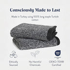 Brooklinen Super-Plush Turkish Cotton Washcloths Set of 2 Cotton, 820 GSM, Highly Absorbent, Machine Washable, Perfect for Home & Bathroom (13" x 13", Marlled Black)