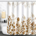 Brown Eucalyptus Shower Curtain Tan Watercolor Plant Leaves Shower Curtains for Bathroom Waterproof Polyester Fabric Bathroom Curtain 72 x 72 Inch with 12 Hooks