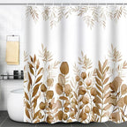 Brown Eucalyptus Shower Curtain Tan Watercolor Plant Leaves Shower Curtains for Bathroom Waterproof Polyester Fabric Bathroom Curtain 72 x 72 Inch with 12 Hooks