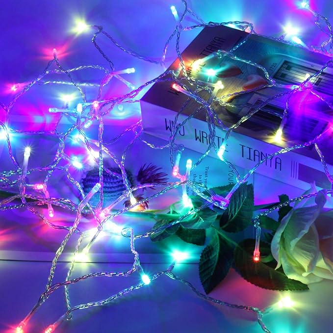 Connectable 200 LED String Lights Indoor Outdoor, 66FT Multicolor Christmas Lights Waterproof, 8 Modes with Timer, Twinkle Fairy Lights Plug in Clear Wire for Christmas Tree, Bedroom, Classroom Decor