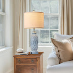 28" Living Room Lamps Set of 2, Farmhouse Lamps for Bedroom with USB A+C Charging Ports, Touch Lamps for Nightstand, 2 Bulbs Included