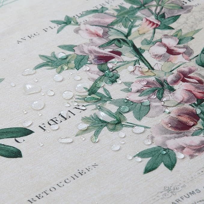 Long Fabric Shower Curtain, Country Vintage Floral Shower Curtain, Gold and Green Flower Shower Curtains for Bathroom, Waterproof Bathroom Curtains, 72" W x 78" H