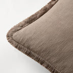 EMEMA Linen Fringe Throw Pillow Covers Set of 2 Boho Farmhouse Accent Decorative Pillowcase with Tassels for Couch Sofa Bed Living Room Home Decor 22x22 Inch,Coco Brown