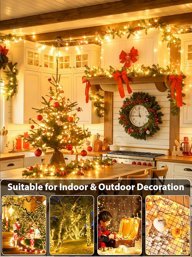 Super-Long 165FT 500 LED Christmas Tree Decor String Lights Indoor Outdoor, 8 Modes & Timer & Memory Function, Waterproof Fairy Lights- for Xmas Tree, Holiday Party, Garden Decorations (Warm White)