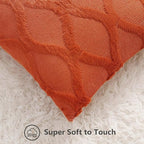 decorUhome Fall Throw Pillow Covers 16x16 Inch Set of 2, Soft Plush Faux Fur Wool Rust Couch Pillow Covers, Decorative Neutral Pillow Cases for Bed Sofa Living Room Home Decor