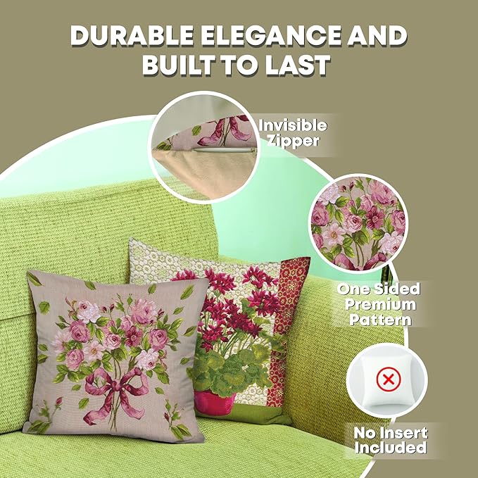 Charlotte Home Furnishings Floral Decorative Throw Pillow Cover 19x19 in, Bouquet Roses French Country Couch Pillow Case, Home Decor Cozy Tapestry Cushion Cover, European Cotton Jacquard Woven