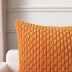 Kevin Textile Fall Throw Pillow Covers Soft Corduroy Decorative Set of 2 Boho Striped Pillow Covers Pillowcases Farmhouse Home Decor for Couch Bed Sofa Living Room 26x26 Inch Orange Yellow