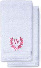 Decorative and Monogrammed Hand Towels for Bathroom Kitchen Makeup | Personalized Gift for Wedding-Bridal | Roman Font Custom Luxury Turkish Towel | Spa Collection, Oversized, 16 X 30 Inch, Set of 2