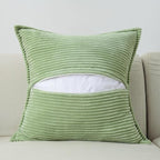 HAUSSY Sage Green Decorative Throw Pillow Covers 24x24 Inch Set of 2,Soft Solid Corduroy Striped Cushion Case,Square Euro Pillow Shams,Winter Home Decorations for Couch,Bed