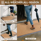 Dirt Trapping Outdoor Welcome Mats, 17x30 Durable Non-Slip Door Mat Outside Entrance, Low Profile Easy Clean Doormat for Patio Porch Front Indoor Entryway, Brown