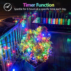 2 Pack Each 66Ft 200LED Battery Operated Fairy Lights with Remote, Waterproof Battery Christmas Twinkle Lights with Timer, String Light for Bedroom Christmas Decorations (Multicolor)