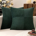 MIULEE Christmas Army Green Corduroy Pillow Covers Pack of 2 Boho Decorative Spliced Throw Pillow Covers Soft Solid Couch Pillowcases Cross Patchwork Cushion Covers for Living Room Bed Sofa 24x24 inch