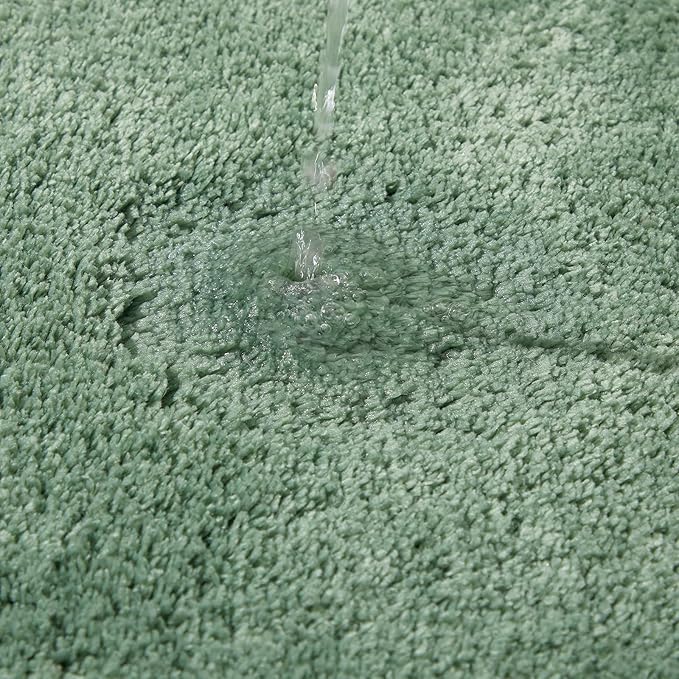 Acsploer Microfiber Bathroom Rugs and Mats Sets 2 Piece,Non-Slip Bath Rugs, Machine Washable Absorbent Bath Mats for Bathroom Floor, Shower (Green, 16''x24'' Plus 20''x32'')