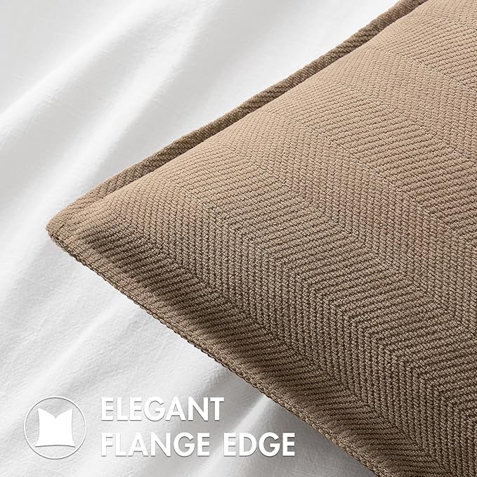 MIULEE Pack of 2 Coco Brown Decorative Pillow Covers 20x20 Inch Soft Chenille Luxurious Couch Throw Pillows Farmhouse Cushion Covers with Elegant Design for Sofa Bedroom Living Room Home Decor