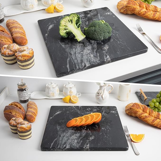 Marble Pastry Board Black,16x16 Inch, Marble Cutting Board, Stone Slab for Kitchen