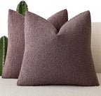 Foindtower Pack of 2 Textured Boucle Throw Pillow Covers Accent Solid Pillow Cases Cozy Soft Decorative Couch Cushion Case for Chair Sofa Bedroom Living Room Home Decor 18x18 Inch Dark Purple