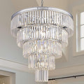 TOCHIC 10 Light Large Crystal Chandelier 31.5 inch, 5-Tier Contemporary Modern Chrome Crystal Chandeliers, Raindrop K9 Round Ceiling Light for Bathroom,Staircase, Entryway, Dining Room, Foyer, Kitchen