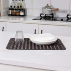 Silicone Dish Drying Mat for Multiple Usage,Easy clean,Eco-friendly,Heat-resistant Silicone Mat for Kitchen Counter or Sink,Refrigerator or drawer liner Coffee L 16 inches x 12 inches