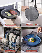 Famiware Star Plates and Bowls Sets, Modern Stoneware Dinnerware Sets for 6, 18-Piece Kitchen Dish Set - Chip and Scratch Resistant, Microwave and Dishwasher Safe Tableware, Matte Dark Charcoal