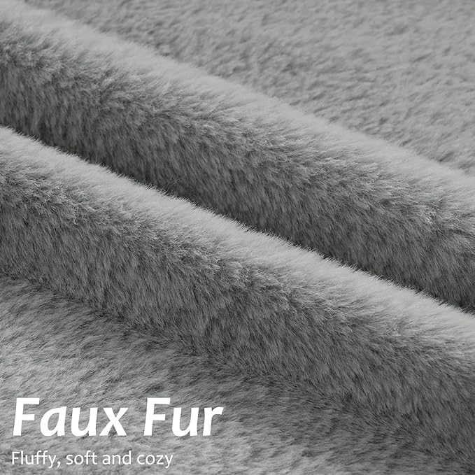 Pallene Faux Fur Plush Throw Pillow Covers 16x16 Set of 2, Soft Fluffy Couch Pillow Covers for Living Room, Grey