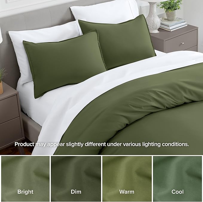 Bare Home King Pillow Sham Covers - Set of 2 - Premium 1800 Ultra-Soft Microfiber - Double Brushed - Bed Pillow Shams - Pillows Not Included (Set of 2, Cypress Green)