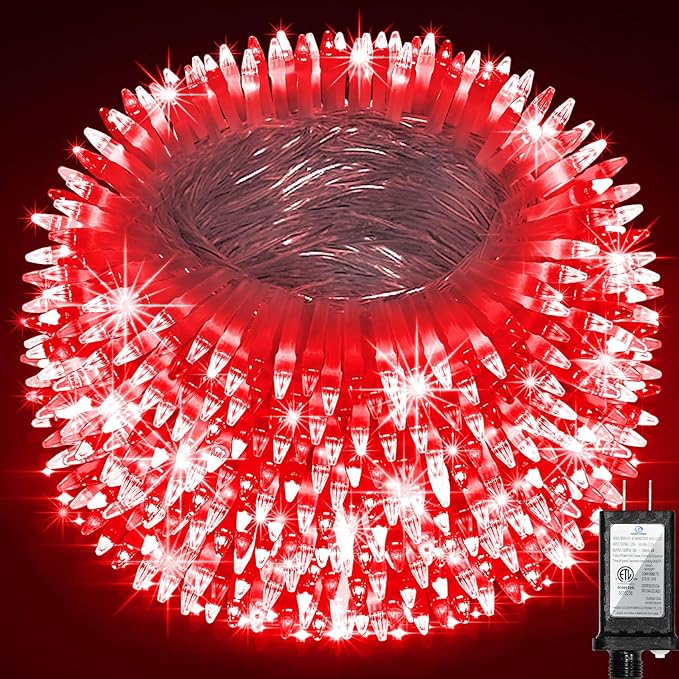 300LED Chrstmas Lights, 75ft Indoor Outdoor Christmas String Lights with 12 Modes, Red Christmastree Lights with Timer Dimmable Connectable for Fence Garden Xmas Wedding Party Decor Red