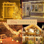 2-Pack Connectable Christmas Lights Outdoor, Total 164FT 400LED Christmas String Lights Waterproof with 8 Modes & Timer, Green Wire Twinkle Lights for Xmas Tree Decorations Outdoor Indoor, Warm White