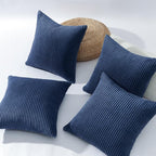 Topfinel Decorative Dusty Blue Throw Pillow Covers Cushion Cases, Set of 4 Soft Velvet Modern Double-Sided Designs Home Decor, Pillow Inserts Not Included (16x16 inch)
